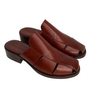 Cole Haan Chocolate Brown Leather F4043 Closed Toe Slip On Mules Sandals Size 8M